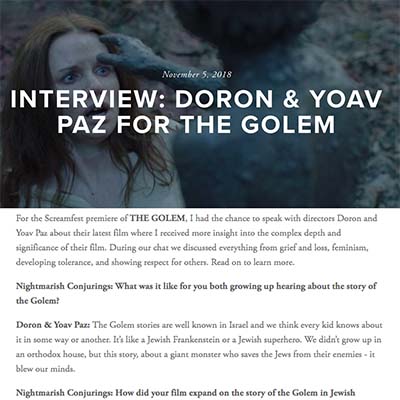INTERVIEW: DORON & YOAV PAZ FOR THE GOLEM